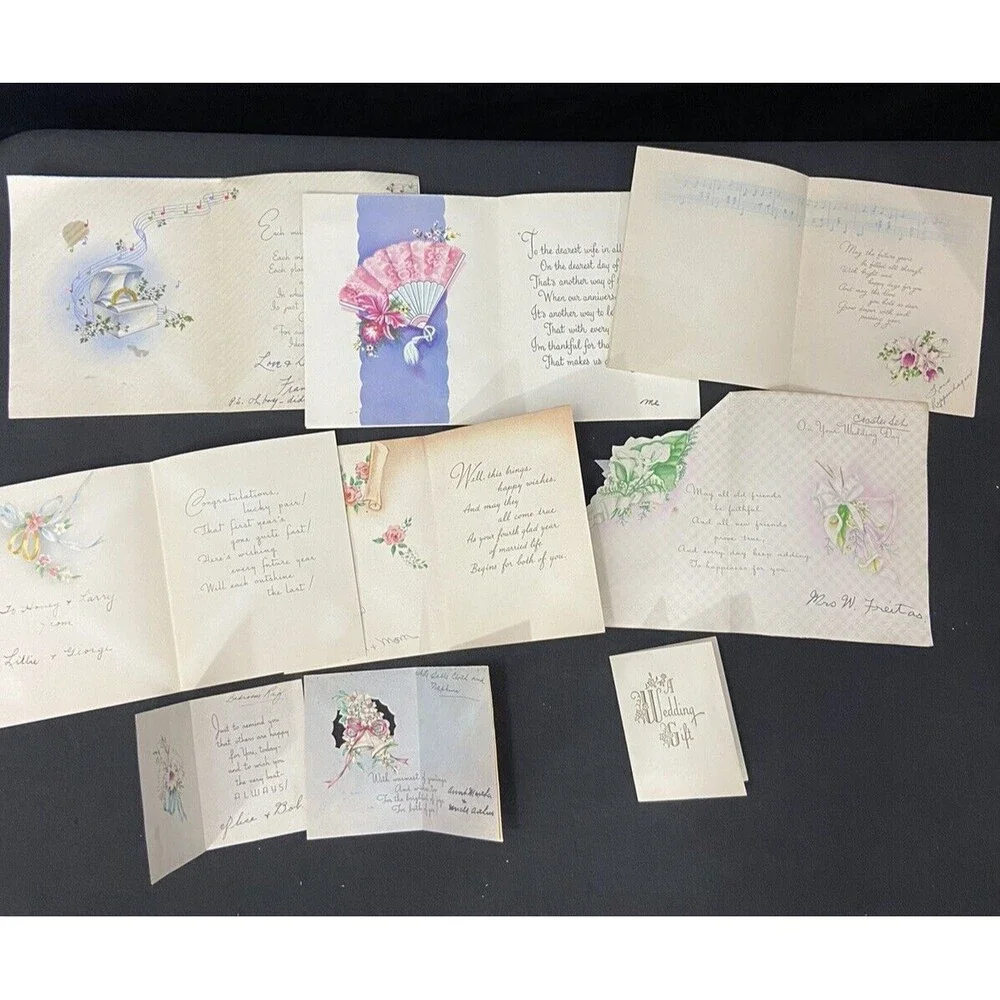 Midcentury Vintage 40s/50 Wedding 25 Cards Signed Paper Ephemera Scrapbook Annev